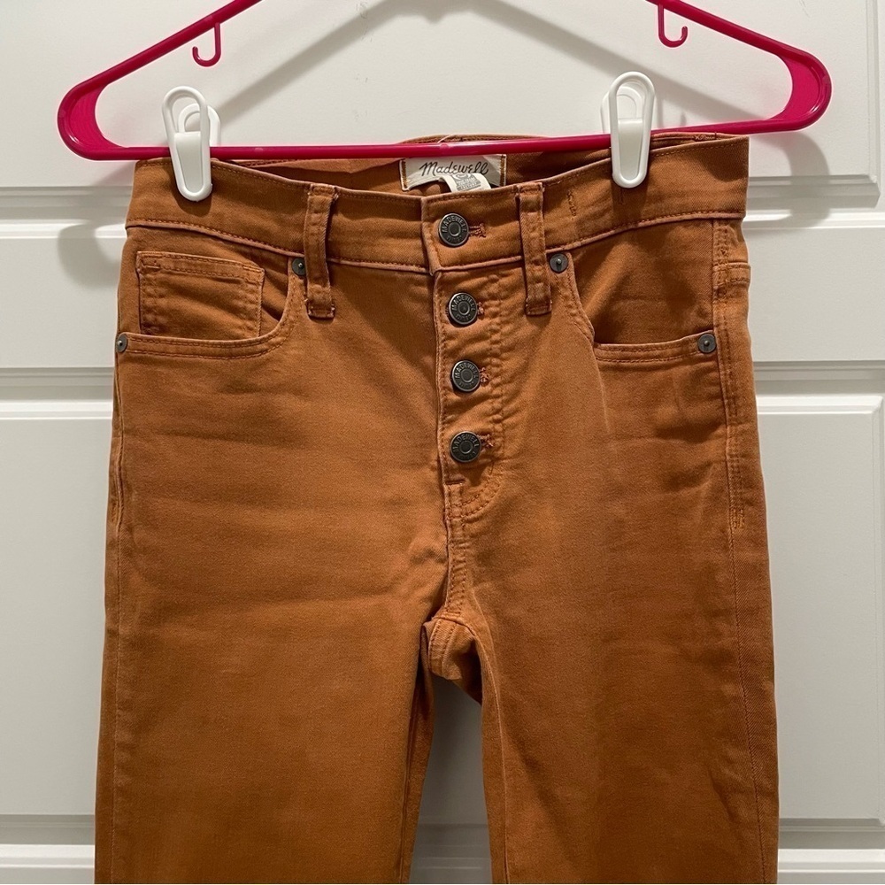 Madewell 9" Mid-Rise Skinny Jeans Garment-Dyed Button-Front Edition Burnt Sienna - Picture 5 of 10
